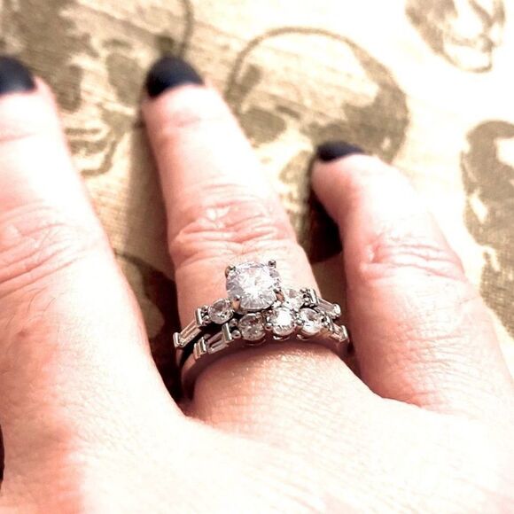 -The WithThese Rings 925 Silver Ring W/White Sapphire Set sz 6 - Picture 6 of 9